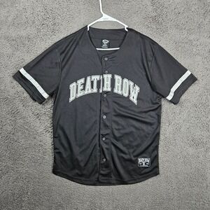 Death Row Records Mens Baseball Jersey Black Button Front Graphic Shirt Size M